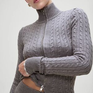 Frankie's Bikinis Carter Cable Knit Sweater Gray